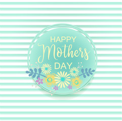 Hand-drawn lettering Happy Mothers Day card with flower. Vector illustration