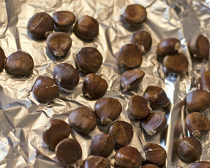 Grilled Chestnuts on a Heating Stove in a Country House in a Small Town of Anatolia