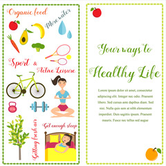Fototapeta na wymiar Two banners healthy life style in flat design