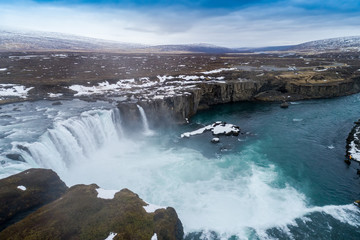 Famous Godafoss waterfall, north of the island