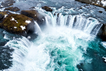 Famous Godafoss waterfall, north of the island