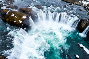 Famous Godafoss waterfall, north of the island