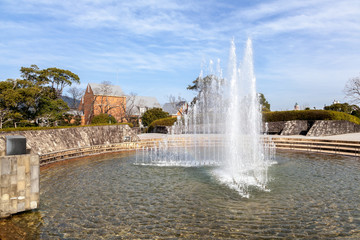 Fountain in Nagasaki Peace Park, Japan.