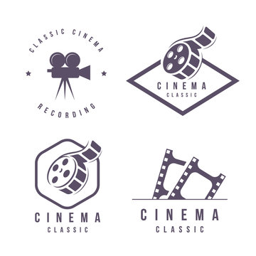 cinema labels emblem logo design element isolated on white background 
