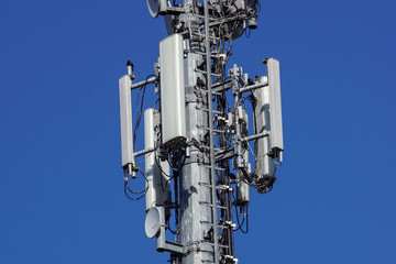 Telecommunications tower antenna cells for mobile communications.