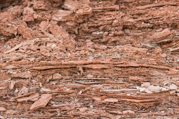 Flaking Rock in Desert Wash Close Up