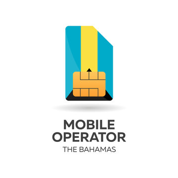 The Bahamas mobile operator. SIM card with flag. Vector illustration.