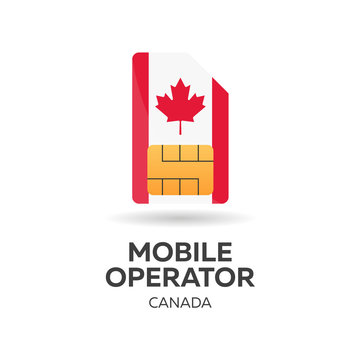Canada mobile operator. SIM card with flag. Vector illustration.