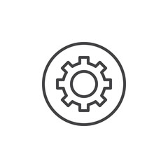 Obraz premium Gear, settings circular line icon. Round simple sign. Flat style vector symbol