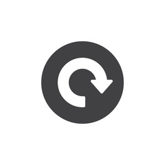 Reload, arrow around flat icon. Round simple button, circular vector sign. Flat style design