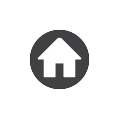 Home flat icon. Round simple button, circular vector sign. Flat style design