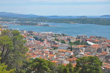 Naklejka na ściany i meble Panorama of the Croatian town of Sibenik