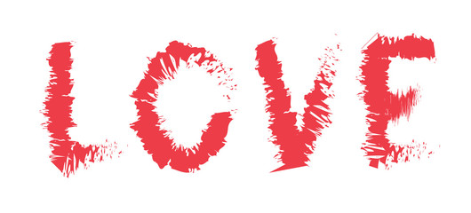 Love. The word drawn in coal