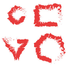 Set frames in the form of geometric shapes. Painted by coal. Painted by coal