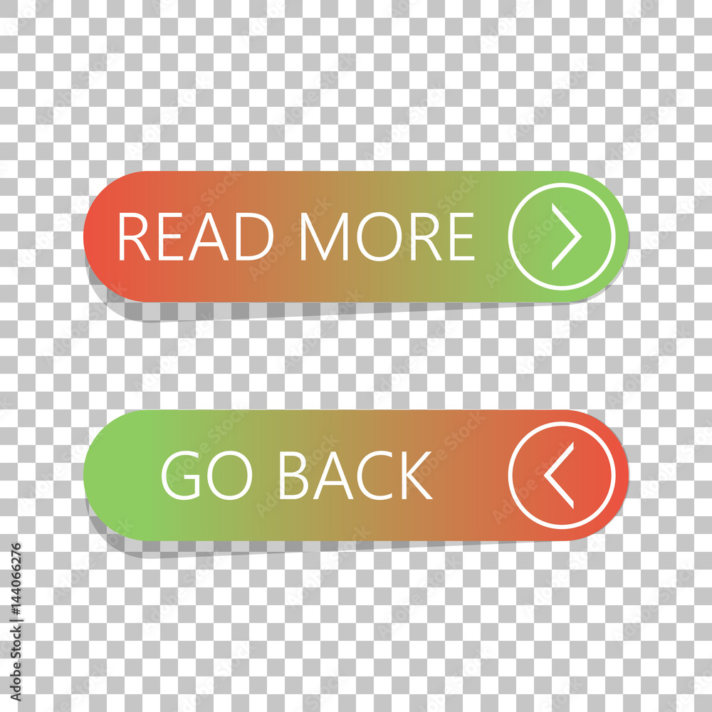 Fototapete read more and go back button set on isolated background