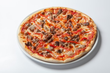 Homemade Meat Loves Pizza with Pepperoni Sausage and Bacon