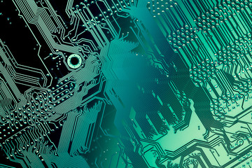Circuit board. Electronic computer hardware technology. Motherboard digital chip. Tech science background. Integrated communication processor. Information engineering component.