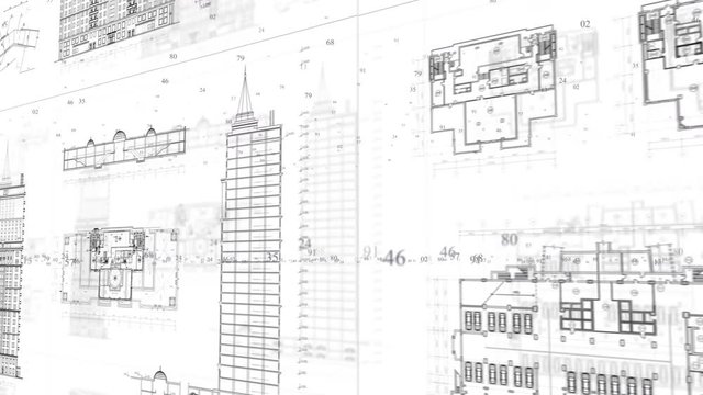 Architectural and constructional plans moving background