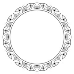 Circular pattern in the form of a mandala. Henna tatoo mandala. Mehndi style. Decorative pattern in oriental style. Coloring book page.