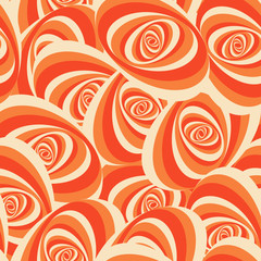 stylized roses seamless tile in orange shades