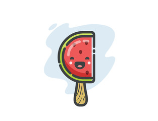 Vector funny watermelon ice cream icon