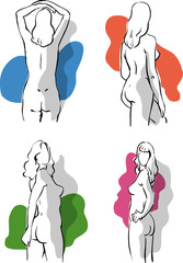 nude female in four plastic poses