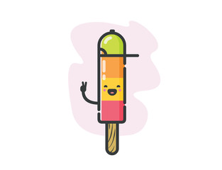 Vector funny multi fruit ice cream icon