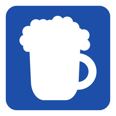 blue, white information sign - beer with foam icon