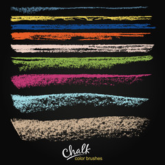 Obraz premium A set of vector brushstrokes. Chalk and charcoal. Paint spots. Grunge texture. A high resolution. Brushes are stored in the palette. Designed for registration of various design projects.