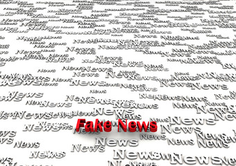 abstract fake news on white background 3D rendering