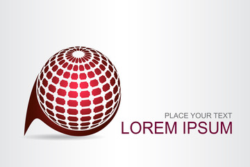 Logo stylized spherical surface with abstract shapes