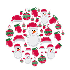 colorful pattern of christmas silhouettes in round shape vector illustration