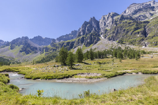 The rio Buscagna at the entrance of Val Buscagna, Alpe Devero, Antigorio valley, Piedmont, Italy.
