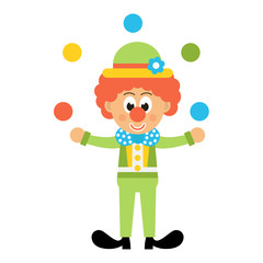 cartoon clown with hat juggles