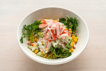 Salad with crab meat