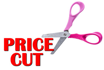 Scissors and Cut Price sale text concept.