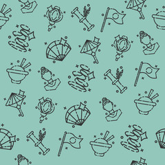 Japan Flat Icons Pattern