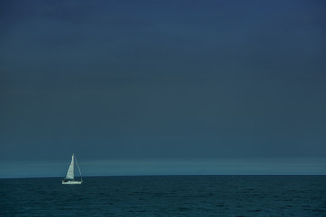 Obraz premium Lonely ship in the sea. The ship in sea for transtortation. Poland..