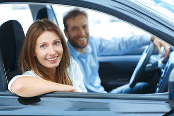 Mature couple sitting in a the car