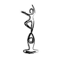 sketch of couple dancer pirouette in one foot vector illustration © Grgroup