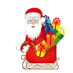 Obraz premium colorful silhouette of santa claus in sleigh with gifts vector illustration