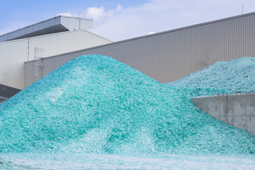 Image of cullet waste glass for recycling in industry,broken glass recycled