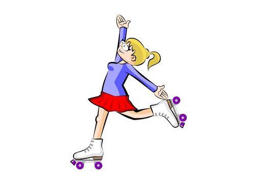 Blonde Woman on roller skates - isolated