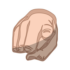 silhouette with shadows with hand of skin color and pointing in front vector illustration