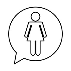 speech bubble with woman avatar figure silhouette icon vector illustration design