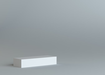 White empty box on gray background