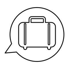 speech bubble with suitcase travel isolated icon vector illustration design