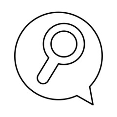 speech bubble with search magnifying glass icon vector illustration design