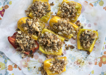 bell peppers filled with spiced breadcrumb