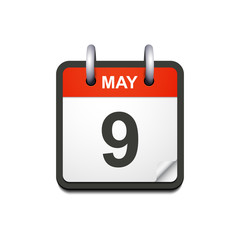 Vector calendar icon with 9 may date, victory day, isolated on white